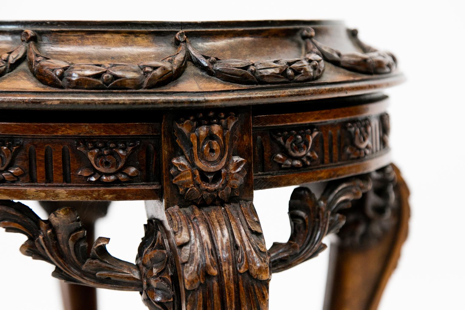 Wood Carved English Jardinière Stand For Sale