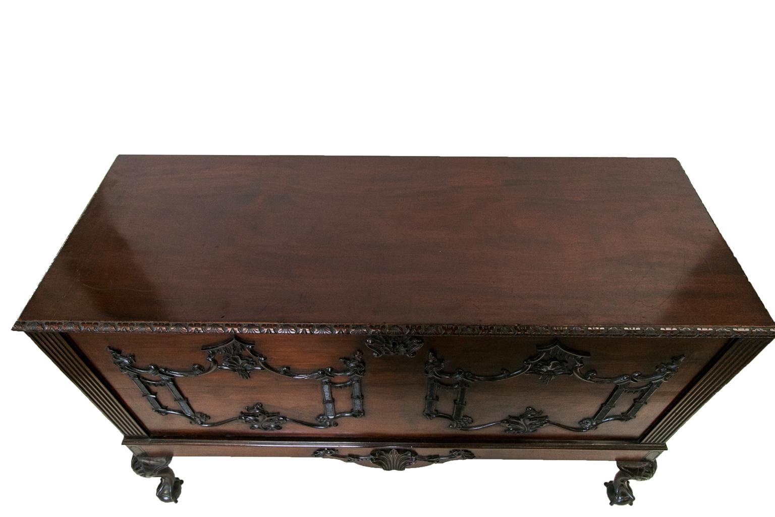 Hand-Carved Carved English Mahogany Blanket Chest
