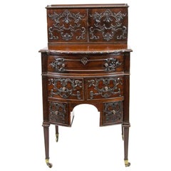 Carved English Mahogany Hepplewhite Bow Front Desk On Legs