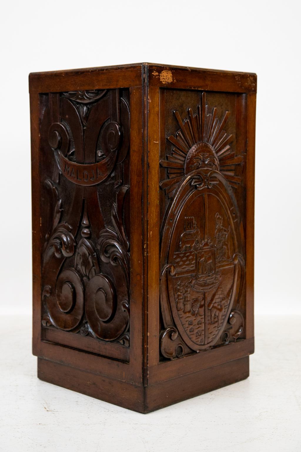 Hand-Carved Carved English Mahogany Umbrella Stand