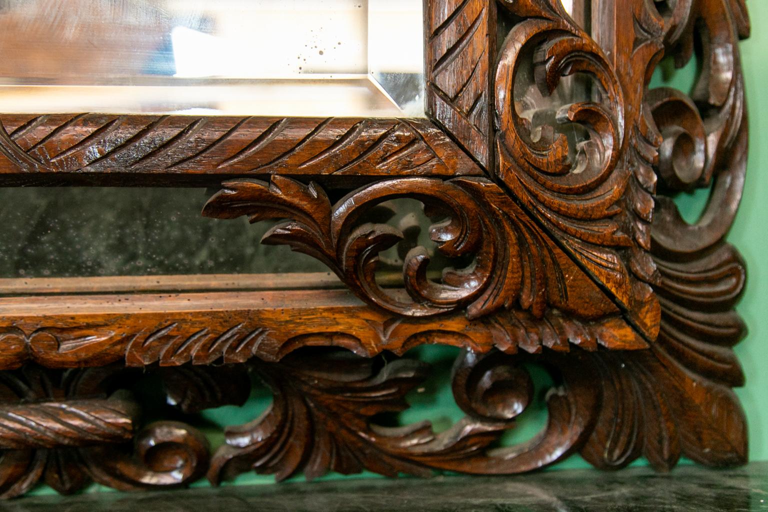 carved oak mirror