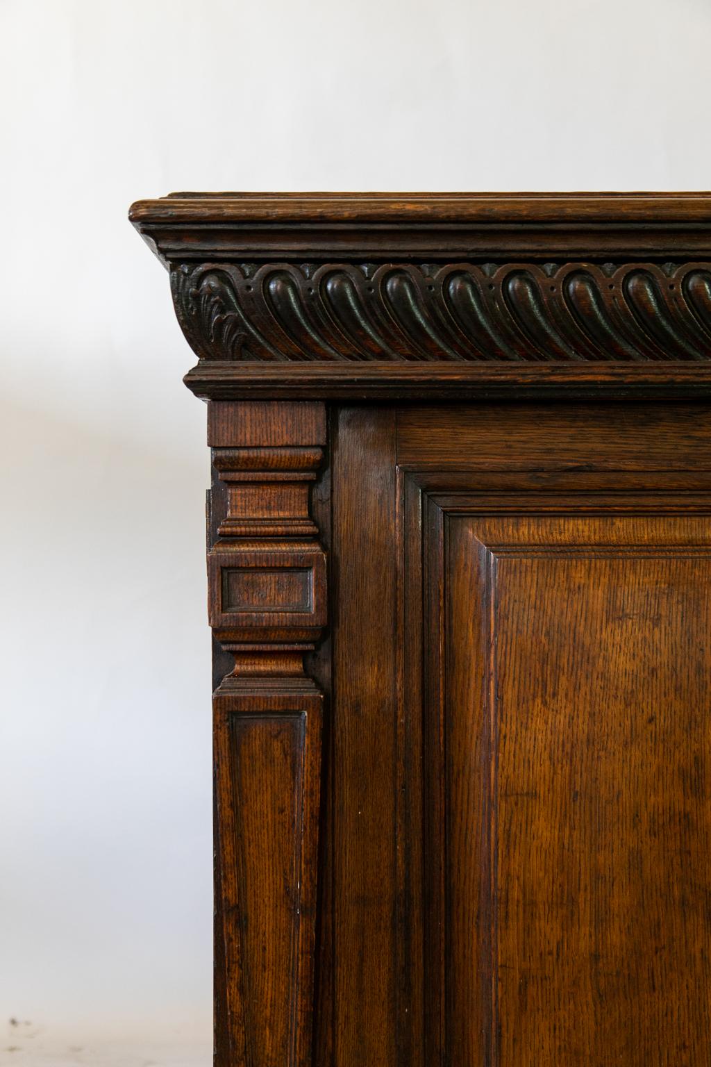 Carved English Oak Cabinet In Good Condition In Wilson, NC