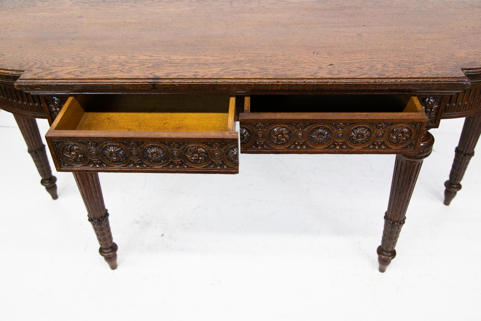 Carved English Oak Console Table 7