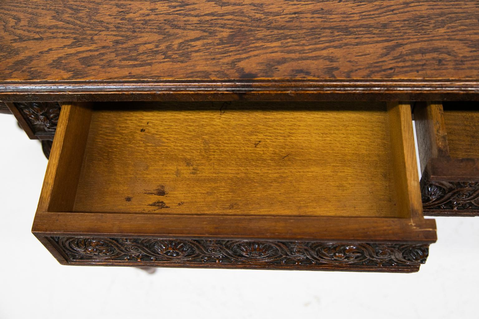 Carved English Oak Console Table 8