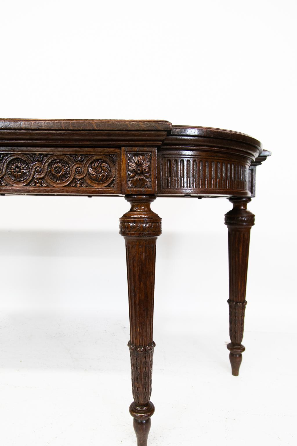 Hand-Carved Carved English Oak Console Table