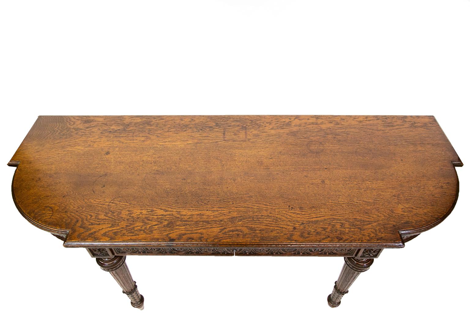 Carved English Oak Console Table In Good Condition In Wilson, NC