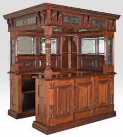 Carved English Oak Corner Bar