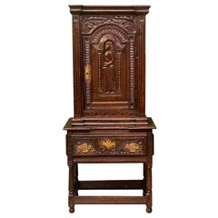 Carved English Oak Court Cupboard