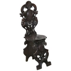 Carved English Oak Hall Chair