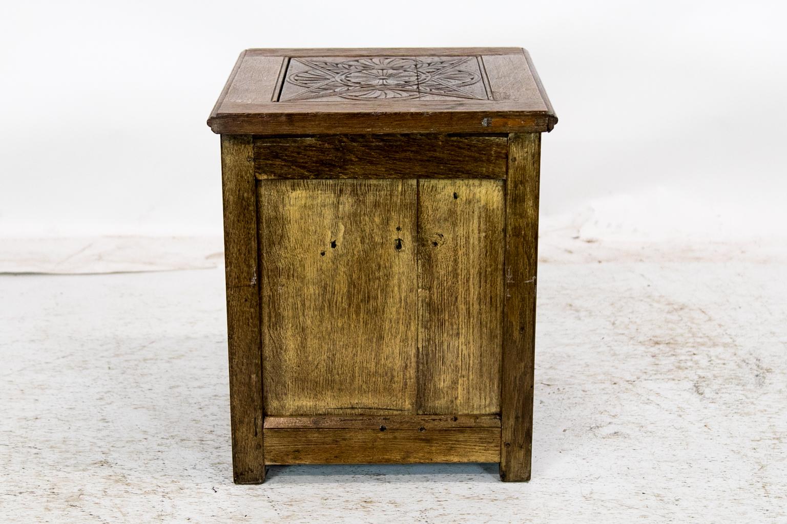 Carved English Oak Hearth Box For Sale 5
