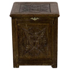 Used Carved English Oak Hearth Box