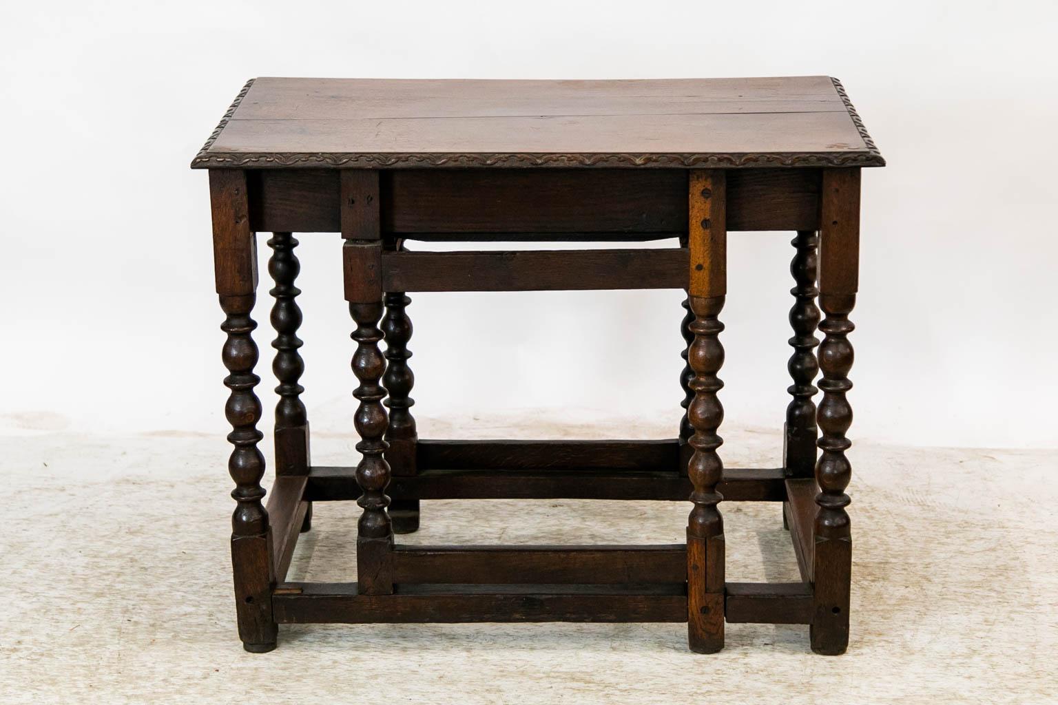 Carved English Oak Side Table For Sale 3