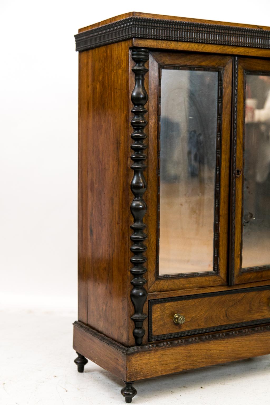 Carved English Rosewood Miniature Cabinet For Sale 4