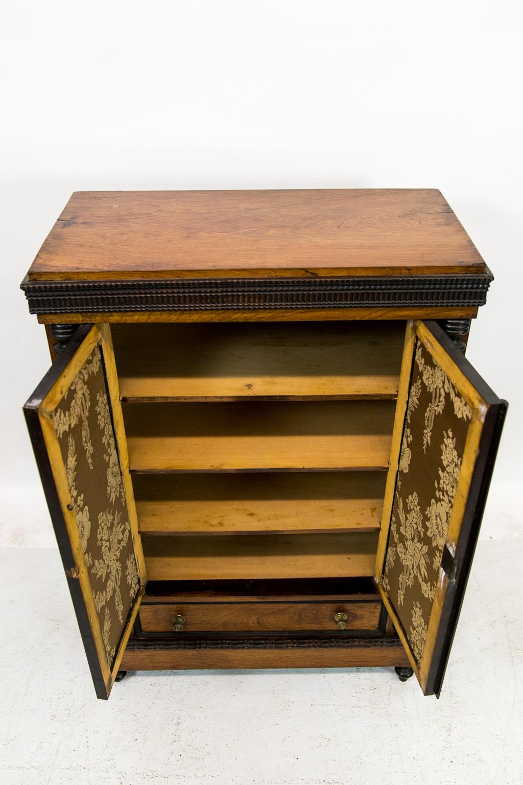 Brass Carved English Rosewood Miniature Cabinet For Sale