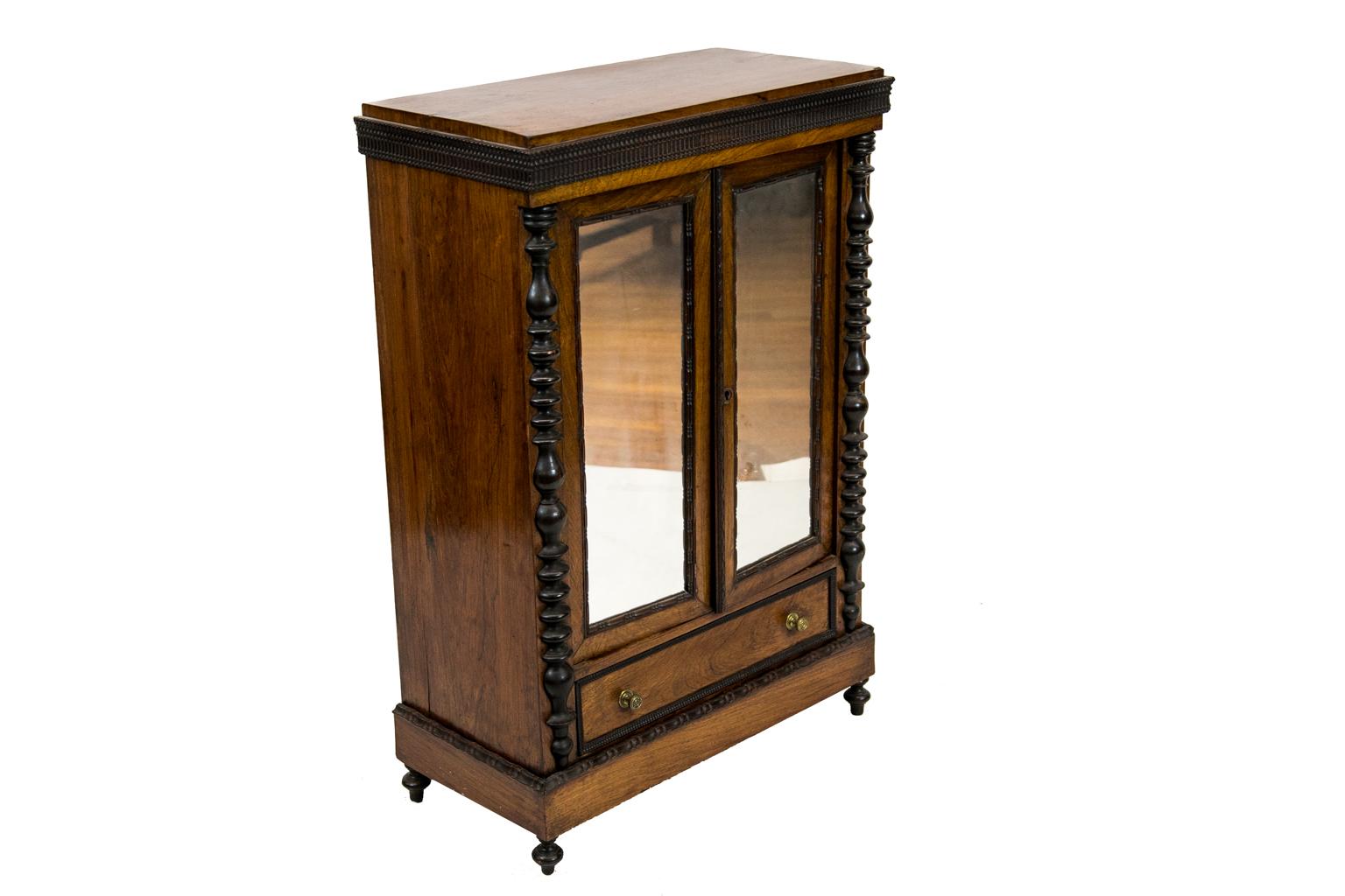 Carved English Rosewood Miniature Cabinet For Sale 2