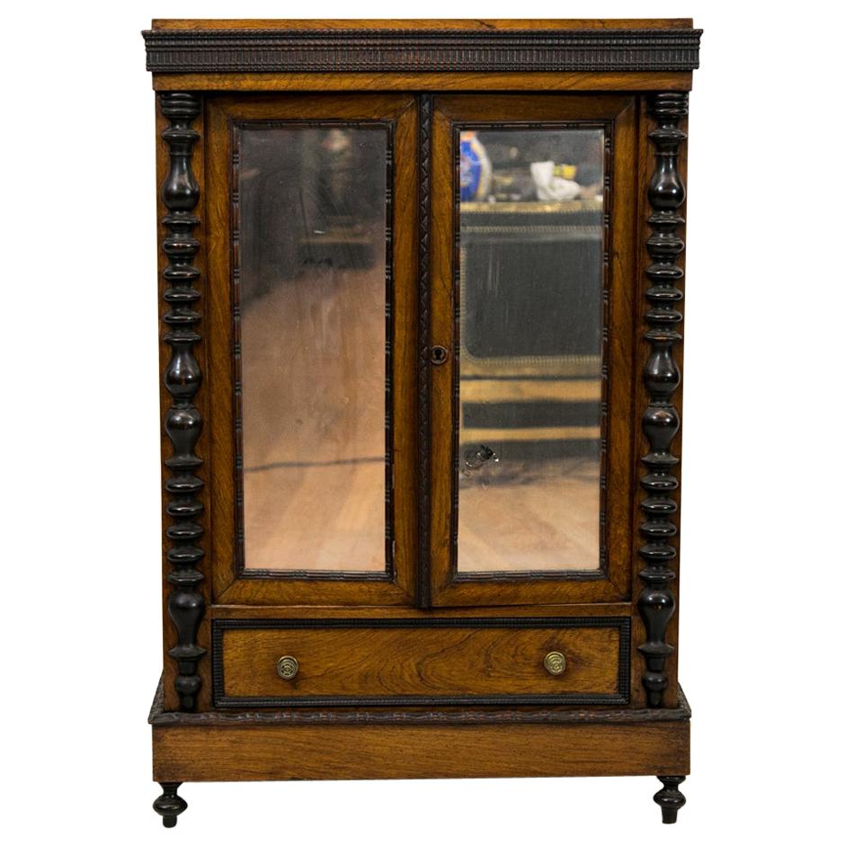 Carved English Rosewood Miniature Cabinet For Sale