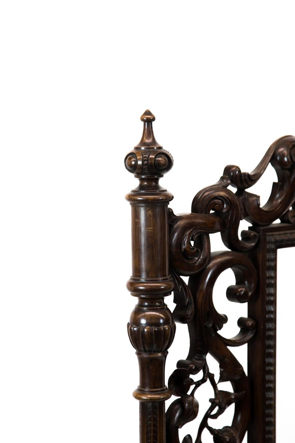 Carved English Walnut Fire Screen For Sale 3