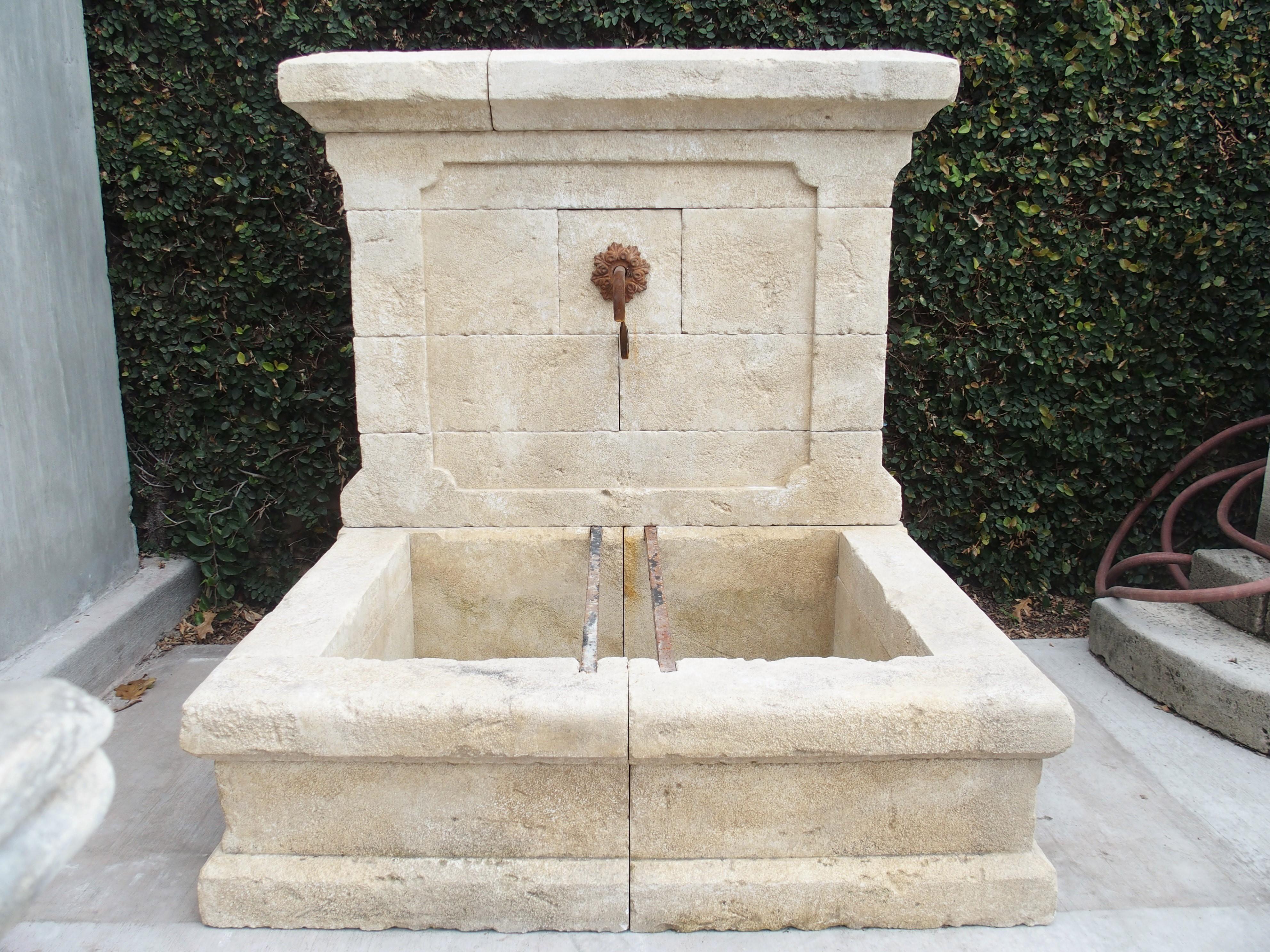 Hand-Carved Carved Estaillade Stone Wall Fountain from Provence, France