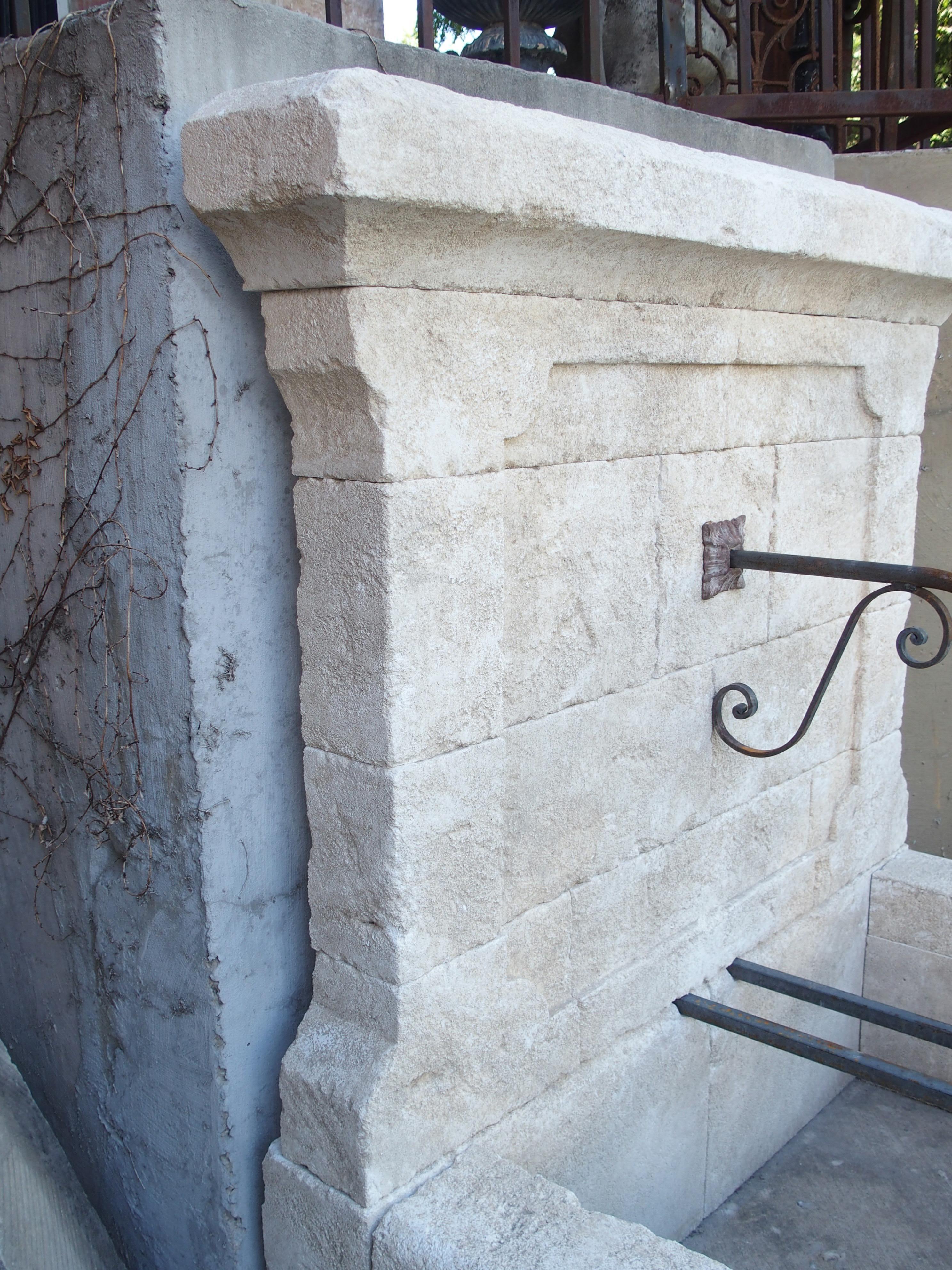 Contemporary Carved Estaillade Stone Wall Fountain from Provence, France For Sale
