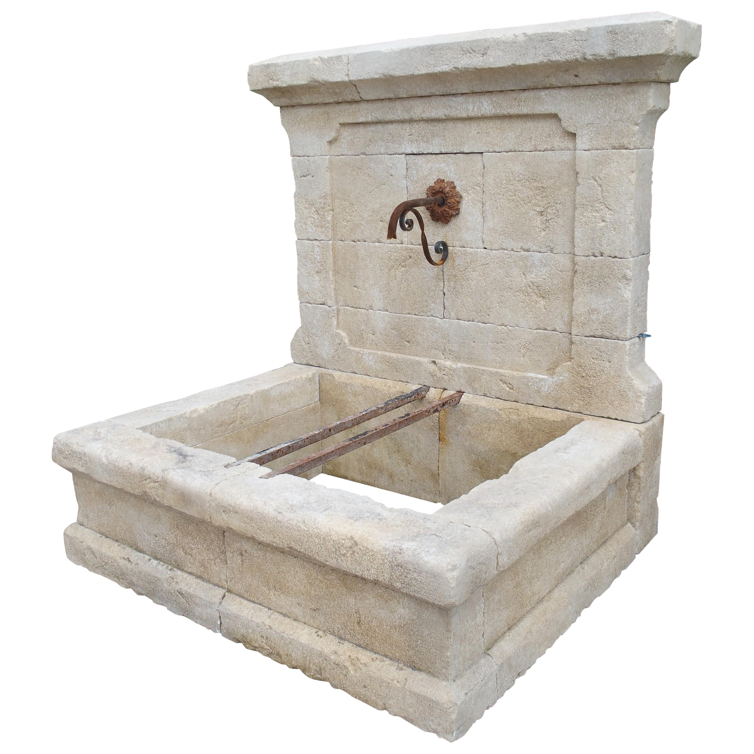 Carved Estaillade Stone Wall Fountain from Provence, France