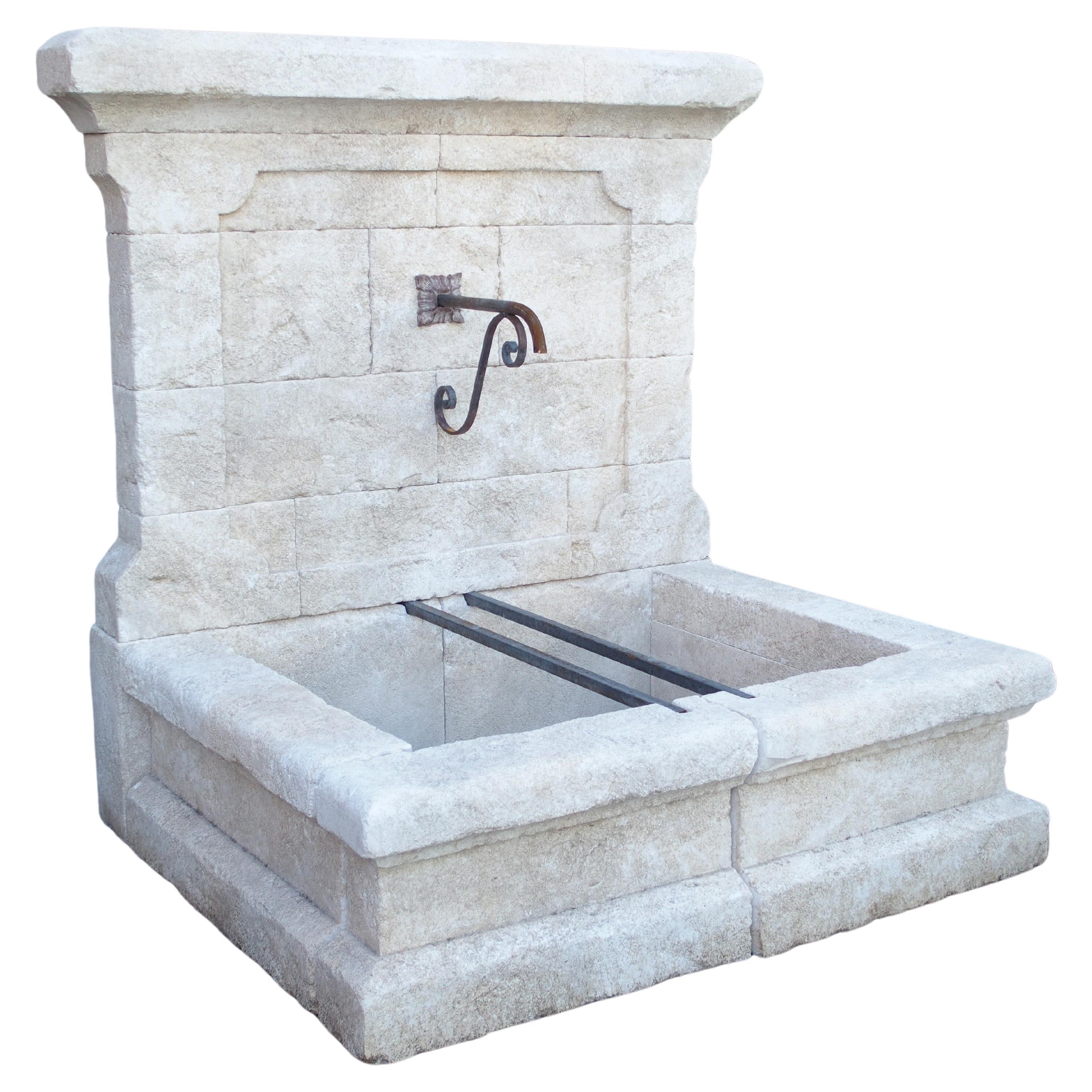 Carved Estaillade Stone Wall Fountain from Provence, France For Sale