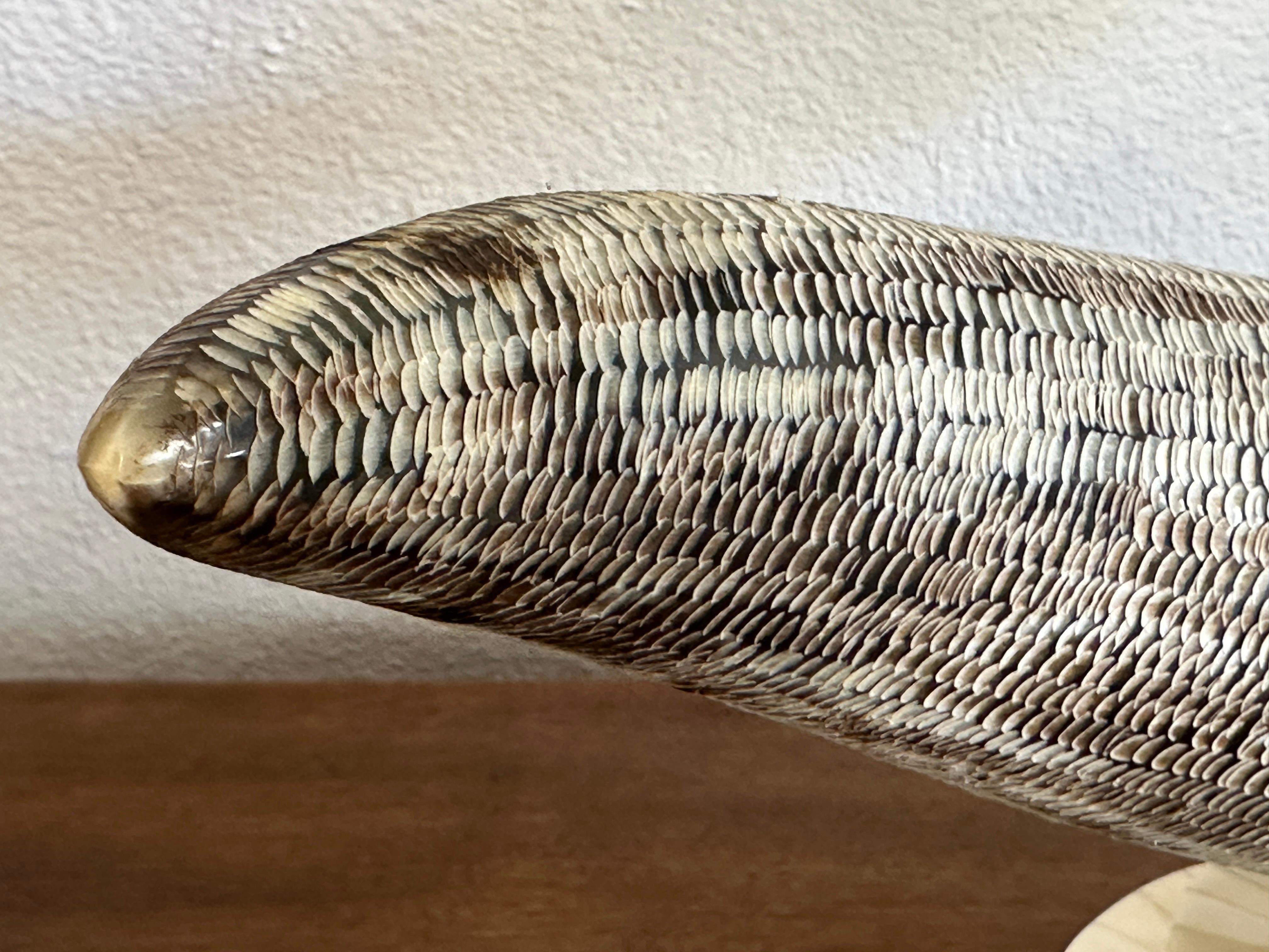 Hand-Crafted Carved Etched Horn Mounted on a Tesselated Bone Base For Sale