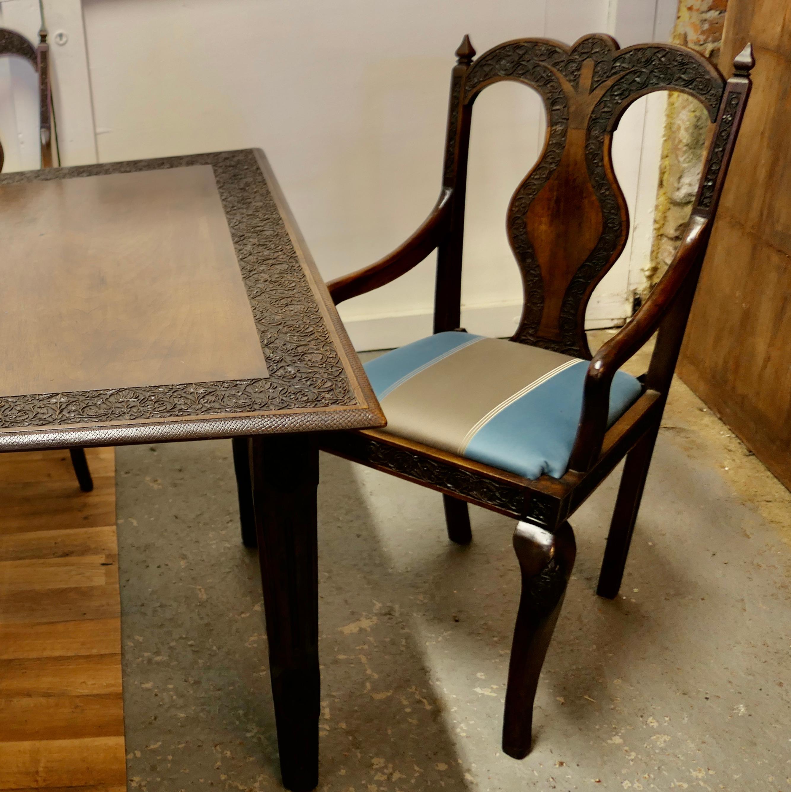 Carved Extending Table and 6 Matching Carver Chairs 4