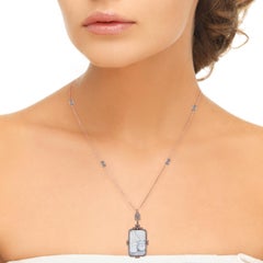 Carved Face Shell cameo Motif With Diamonds Chain Necklace Made In 18k Gold