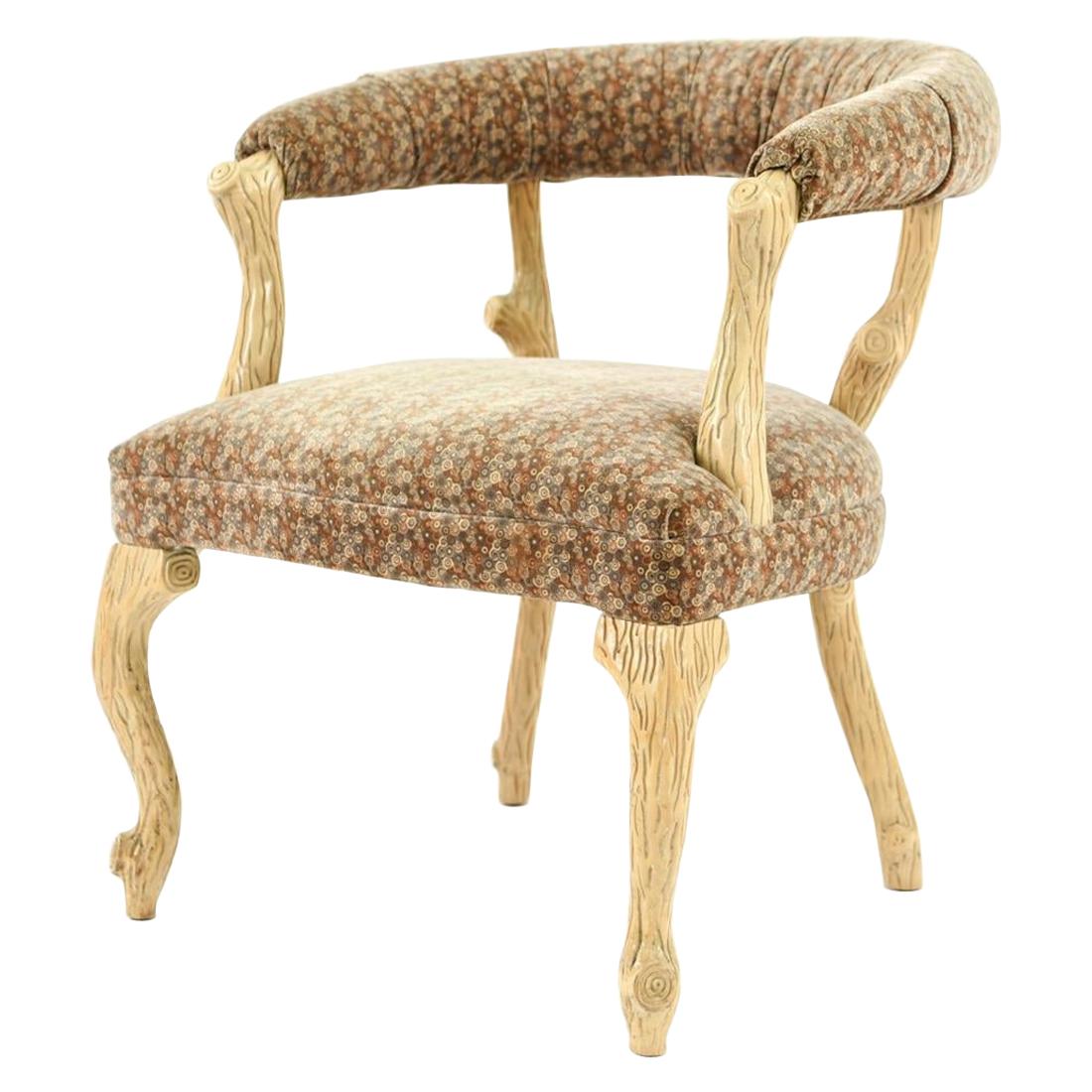 Carved Faux Bois Armchair