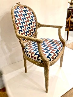 Carved Faux Bois Caned Chairs, Set of 6