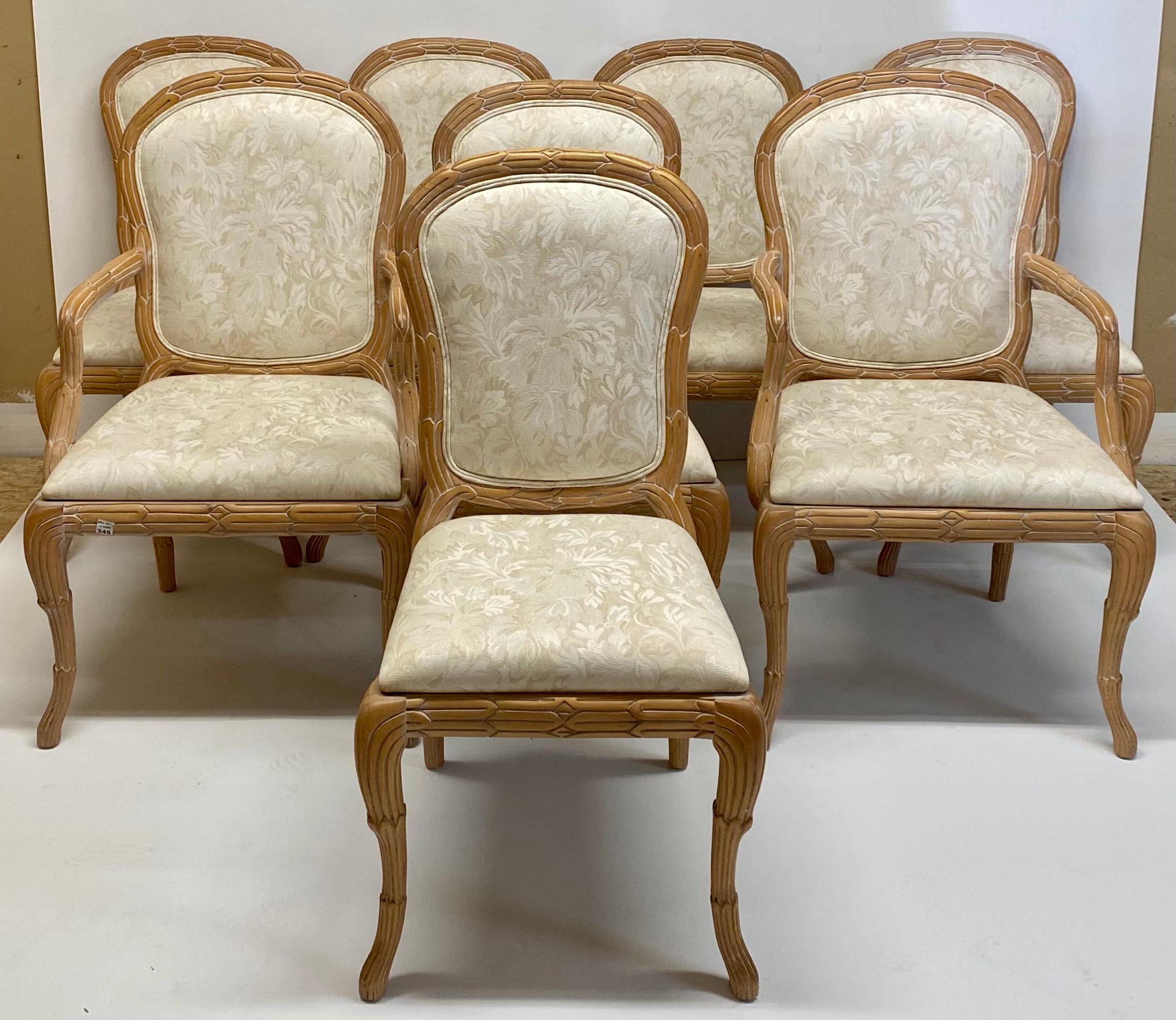 20th Century Carved Faux Bois Dining Chairs by Casa Stradivari, Set of 8