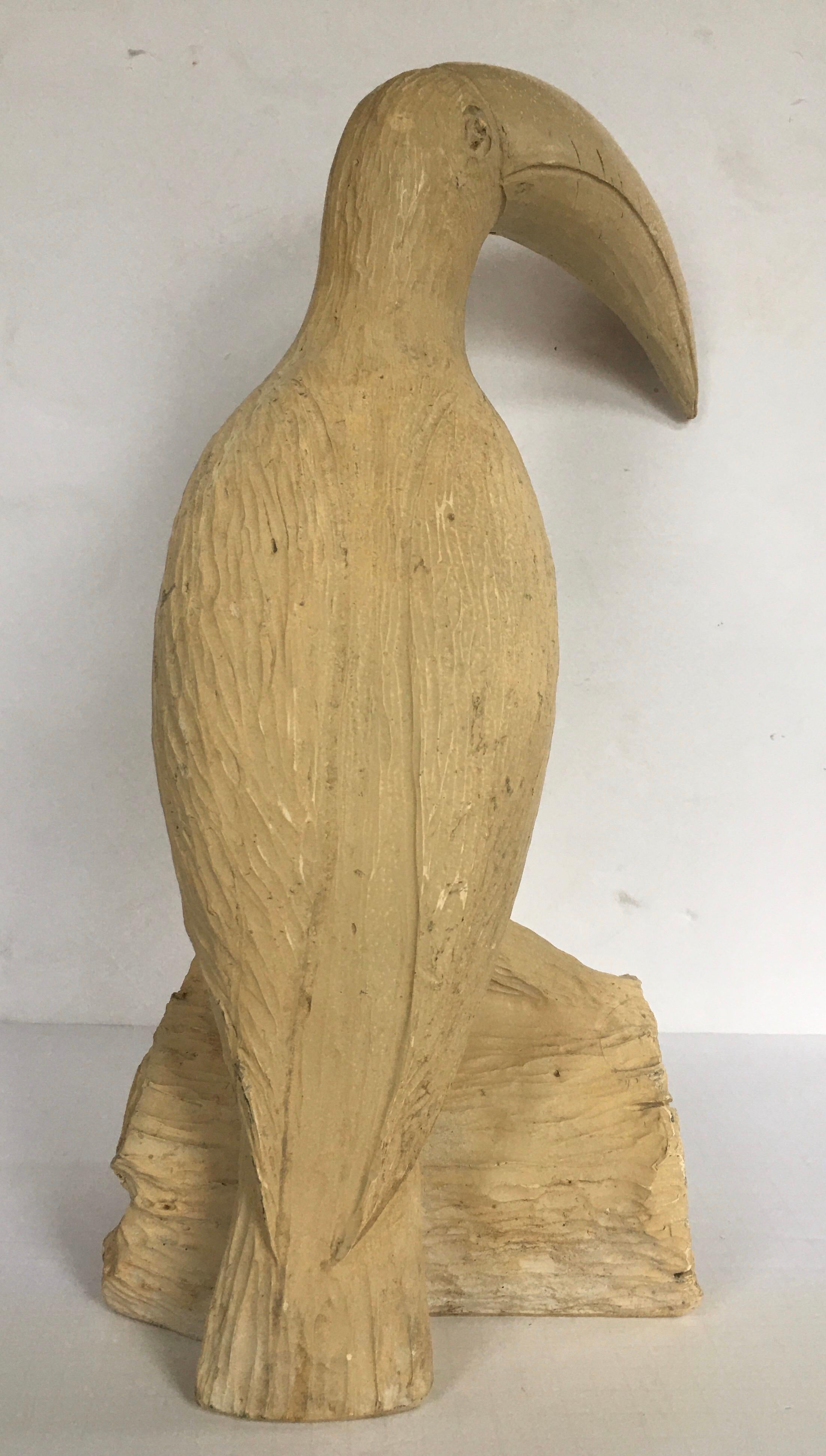 Carved Faux Bois Toucan Bird Sculpture, 1970s In Good Condition In Lambertville, NJ