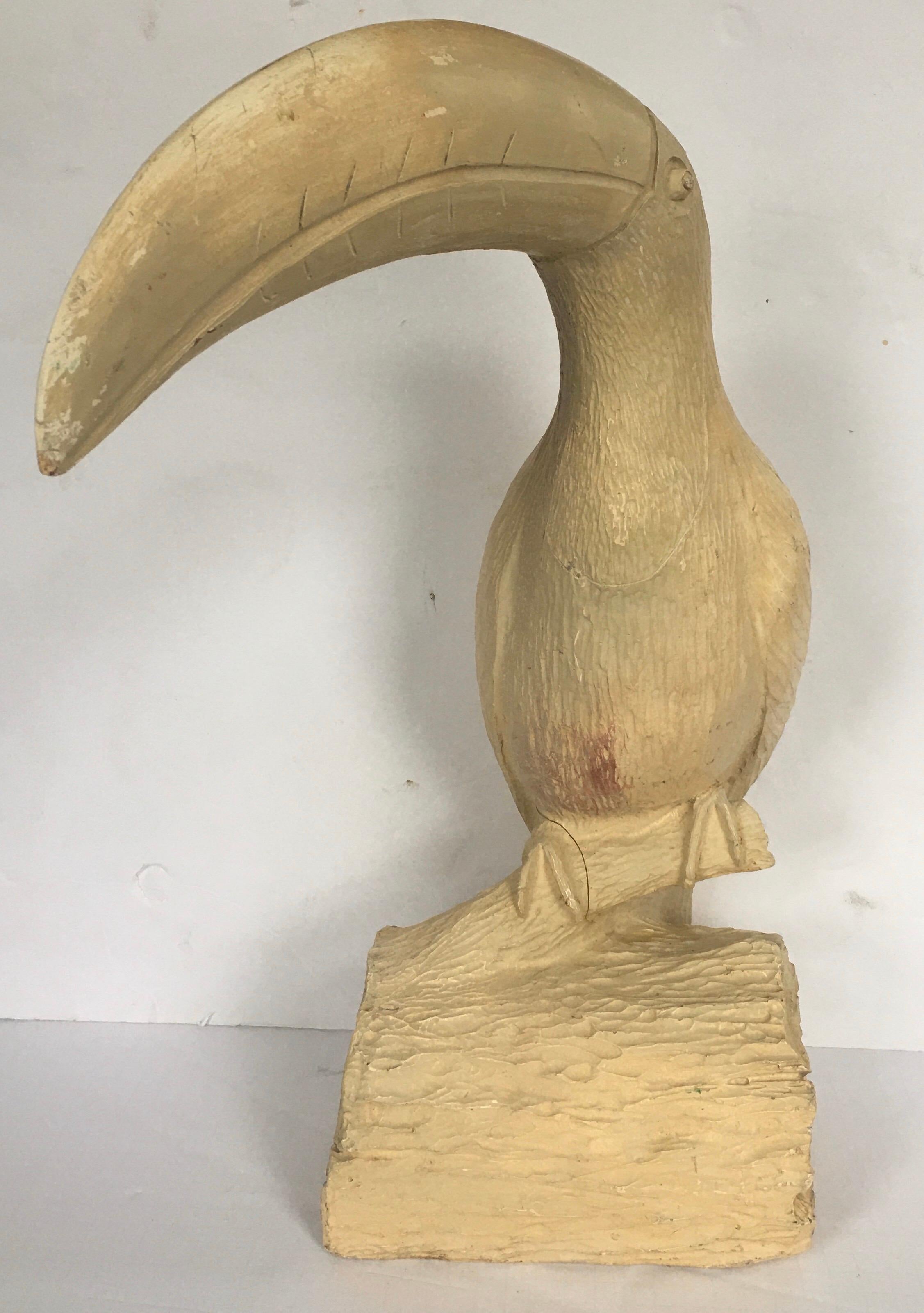 Late 20th Century Carved Faux Bois Toucan Bird Sculpture, 1970s