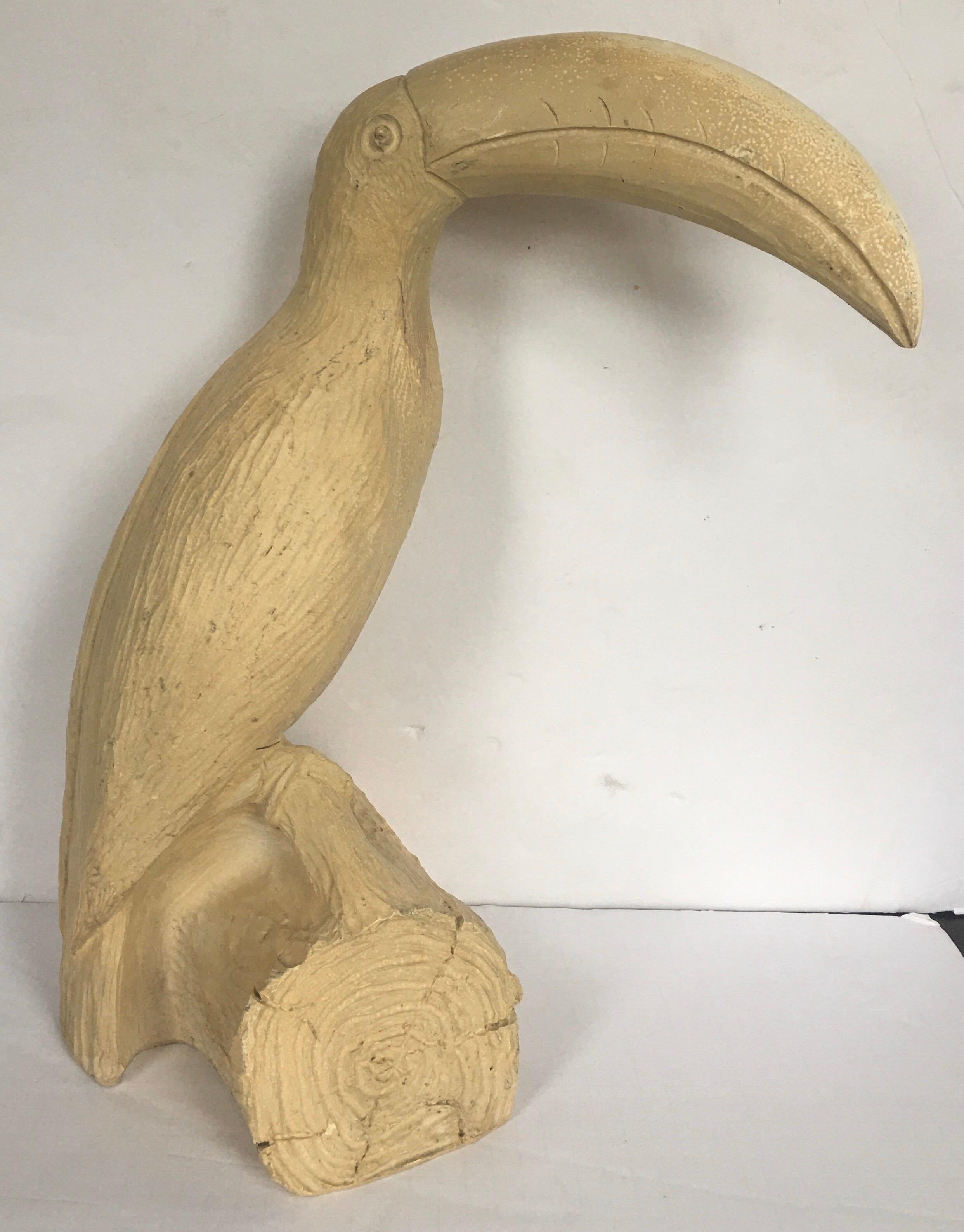 Wood Carved Faux Bois Toucan Bird Sculpture, 1970s