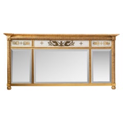 Carved  Federal Period Gilt and Eglomise Over Mantle Mirror