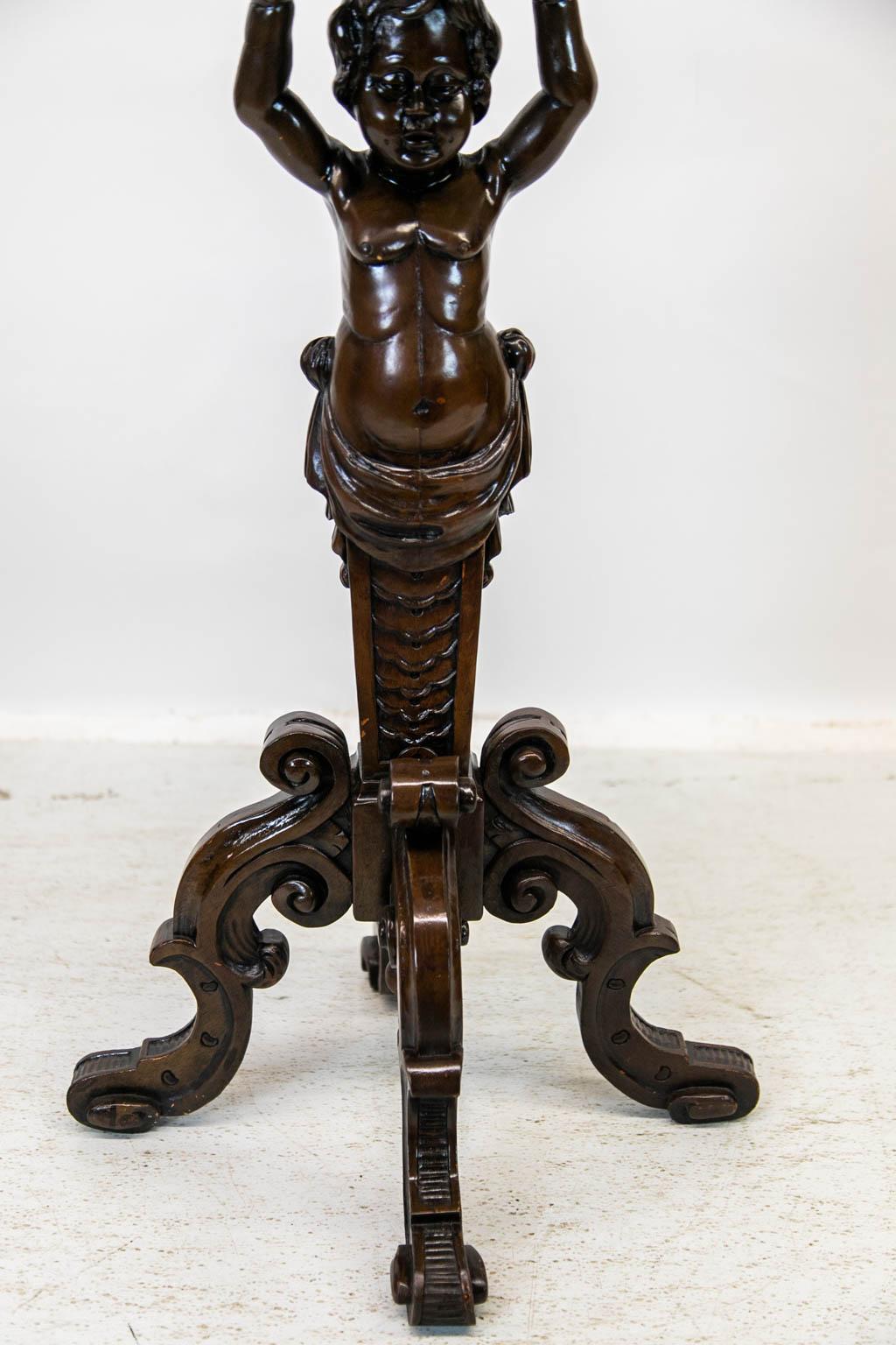 Carved Figural Table/Stand In Good Condition For Sale In Wilson, NC