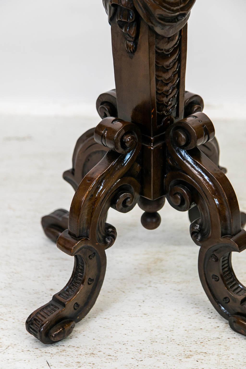 Walnut Carved Figural Table/Stand For Sale
