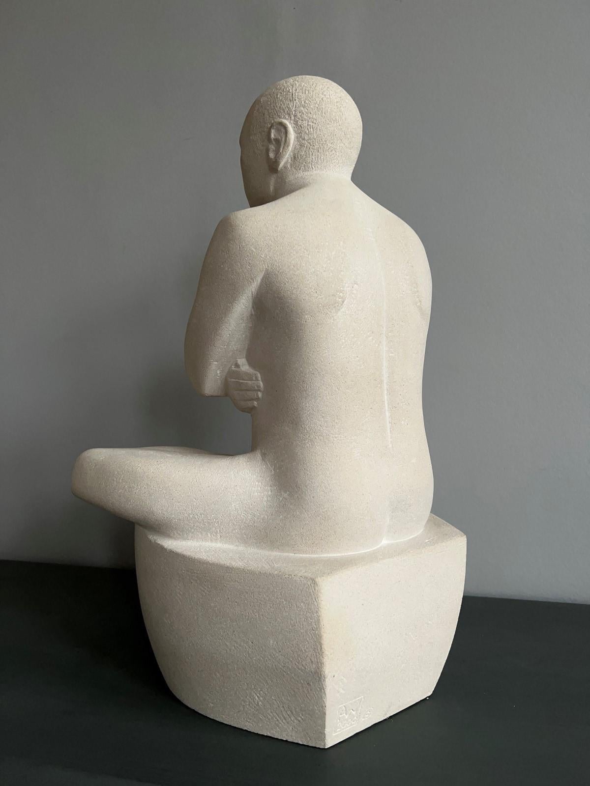 Carved Figurative Portland Stone Sculpture By Andre Wallace For Sale 4