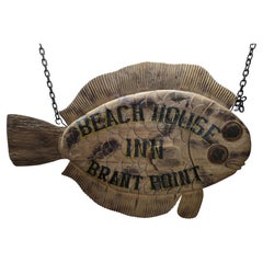 Carved Fish Trade Sign for "Beach House Inn, Brant Point"