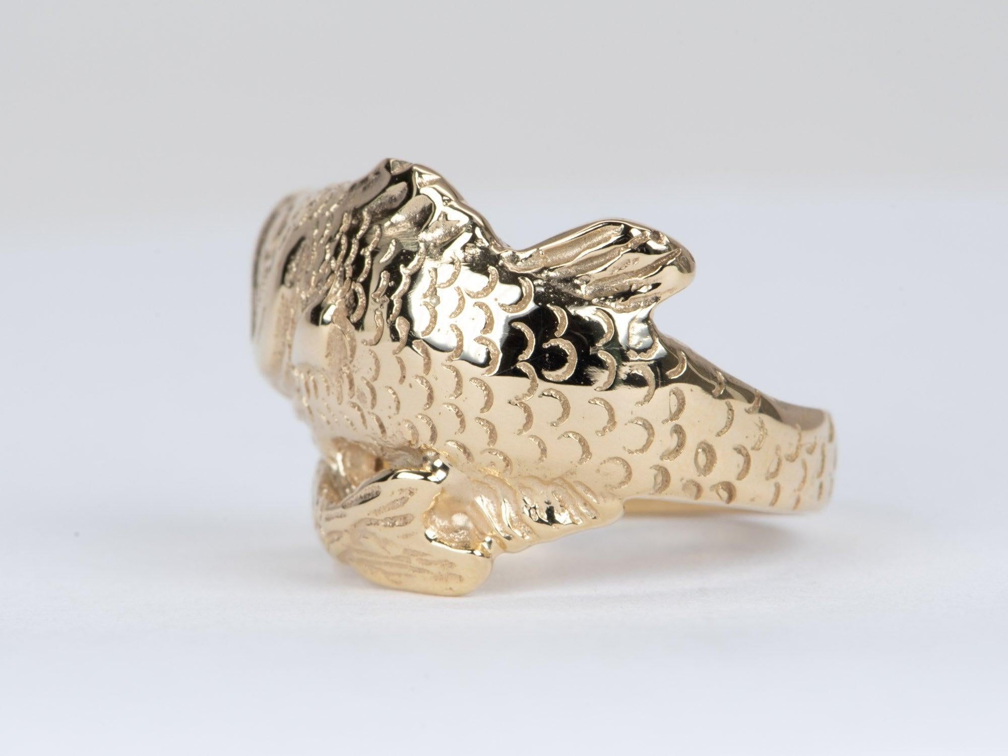 Geschnitzter Fisch Wrap Finger Einzigartiger Ring 14K Gold 8,5g R6551 im Zustand „Neu“ im Angebot in Osprey, FL