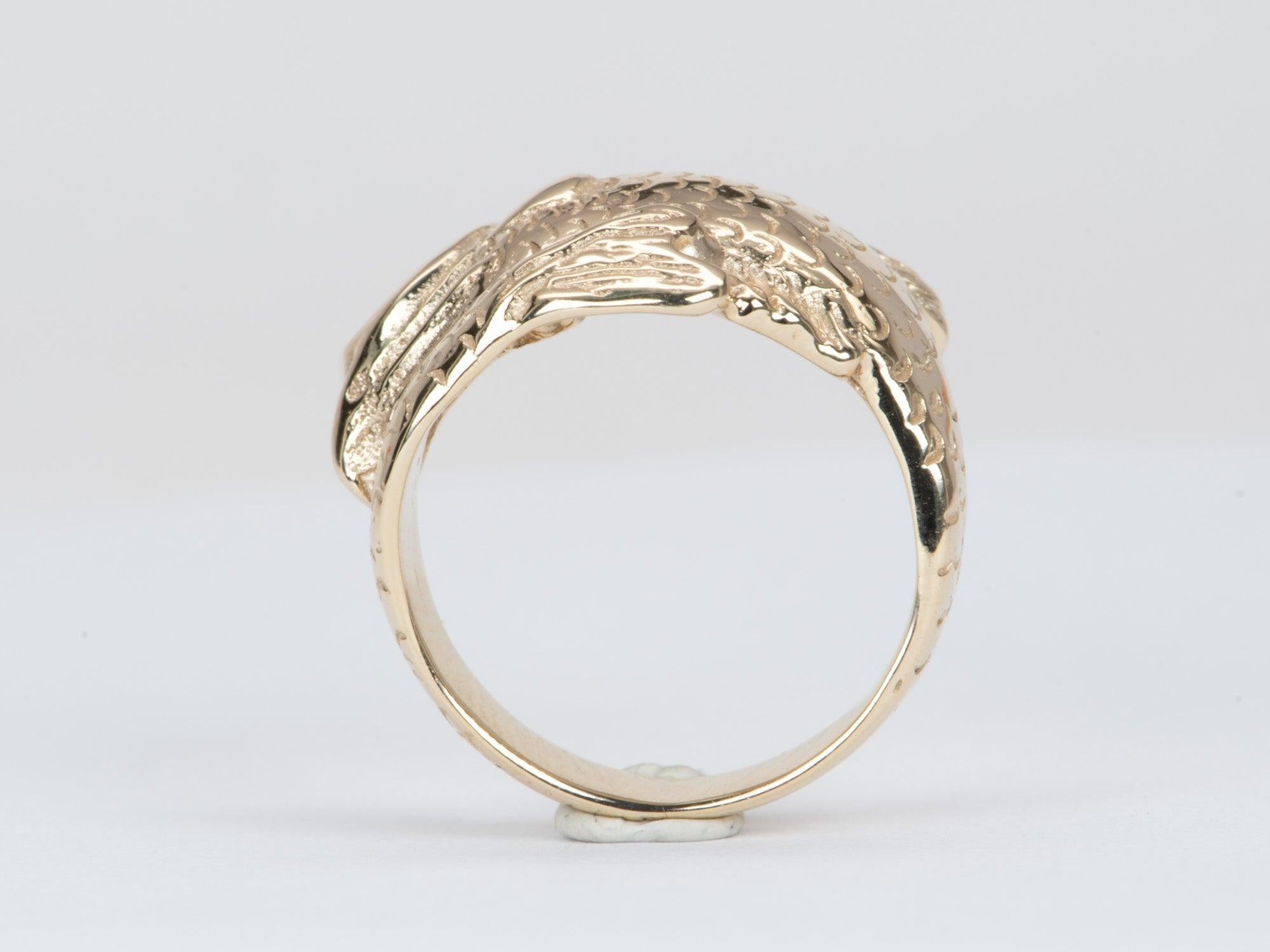 Geschnitzter Fisch Wrap Finger Einzigartiger Ring 14K Gold 8,5g R6551 für Damen oder Herren im Angebot