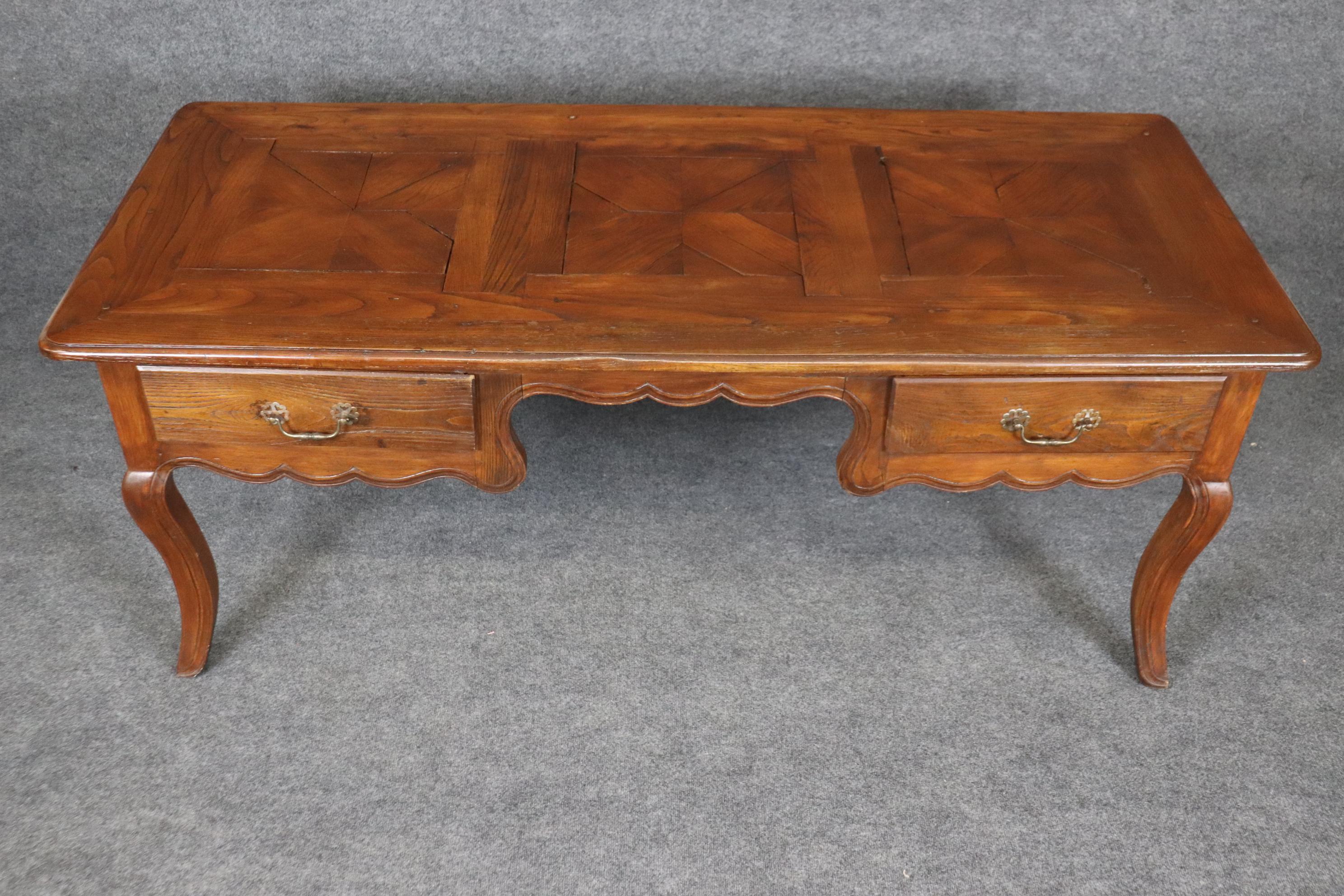 Carved Floral Back 18th Century Country French Carved Walnut Writing Desk  In Good Condition For Sale In Swedesboro, NJ