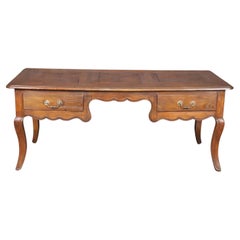 Carved Floral Back 18th Century Country French Carved Walnut Writing Desk 