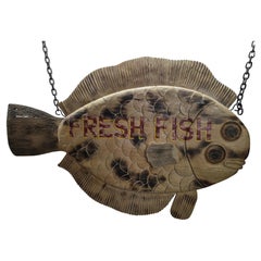 Carved Flounder Trade Sign "Fresh Fish"