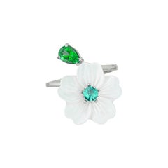 Anello Fiore intagliato 14k con pietre preziose