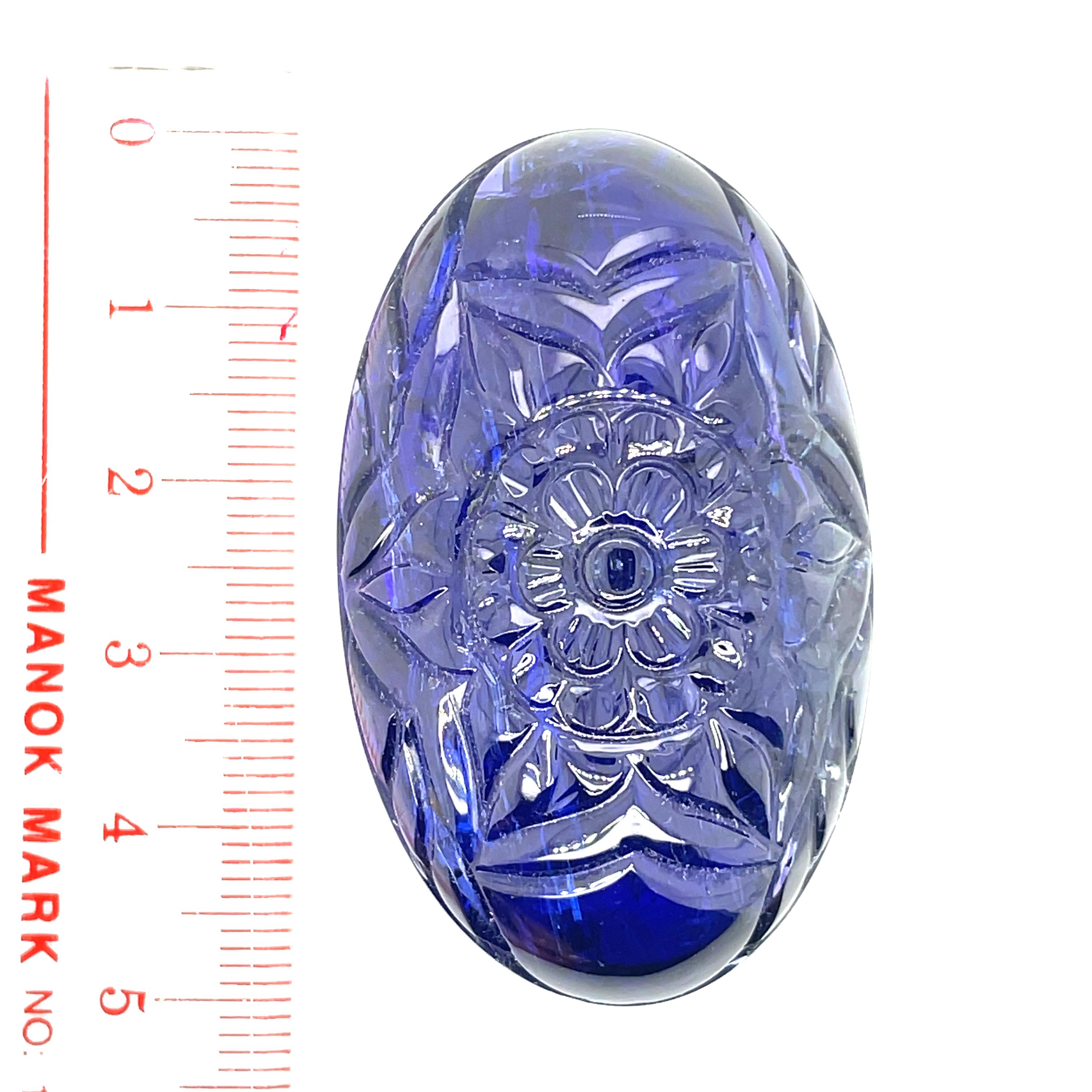 Carved Flower Oval Tanzanite Cts 178.33 For Sale 4