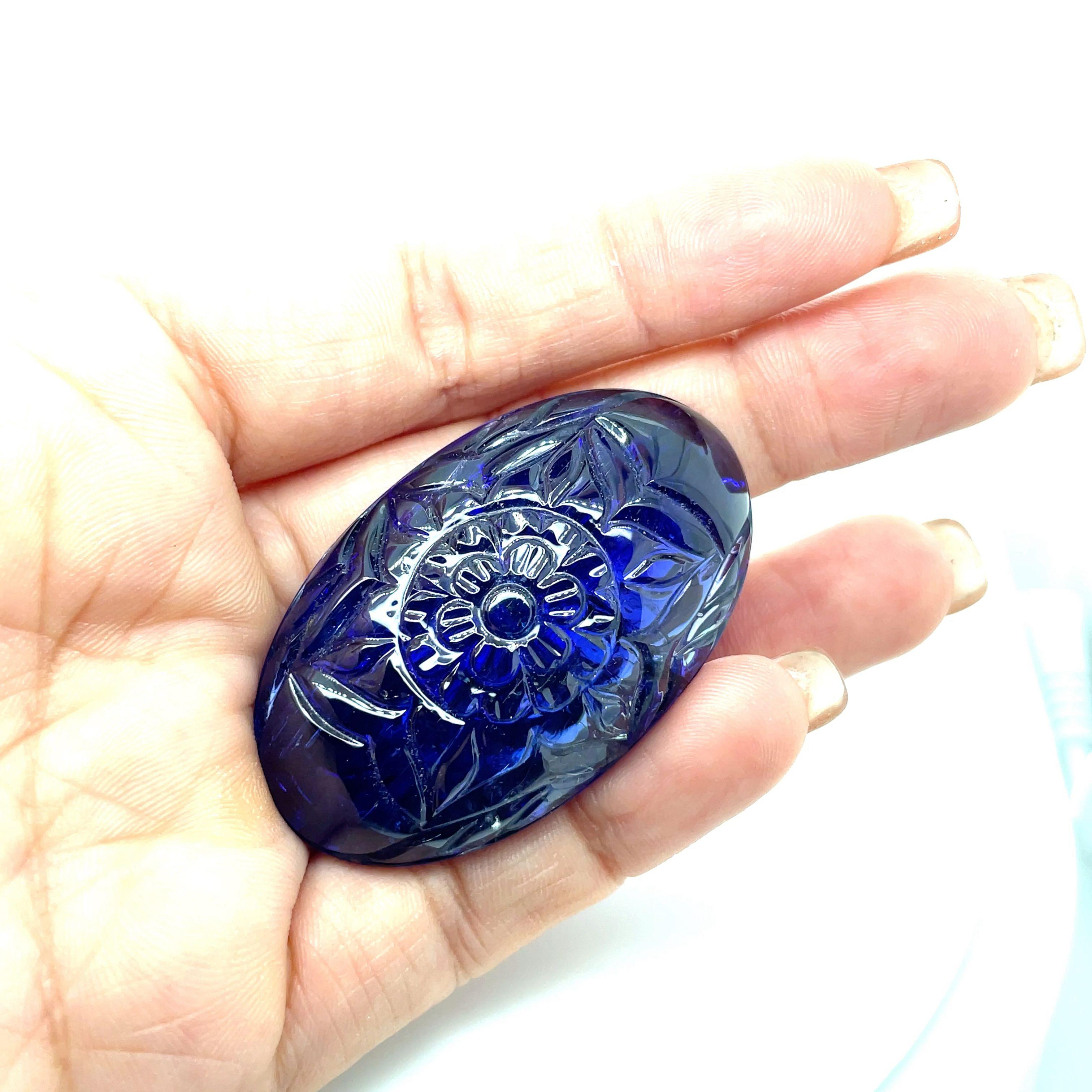 Carved Flower Oval Tanzanite Cts 178.33 For Sale 6