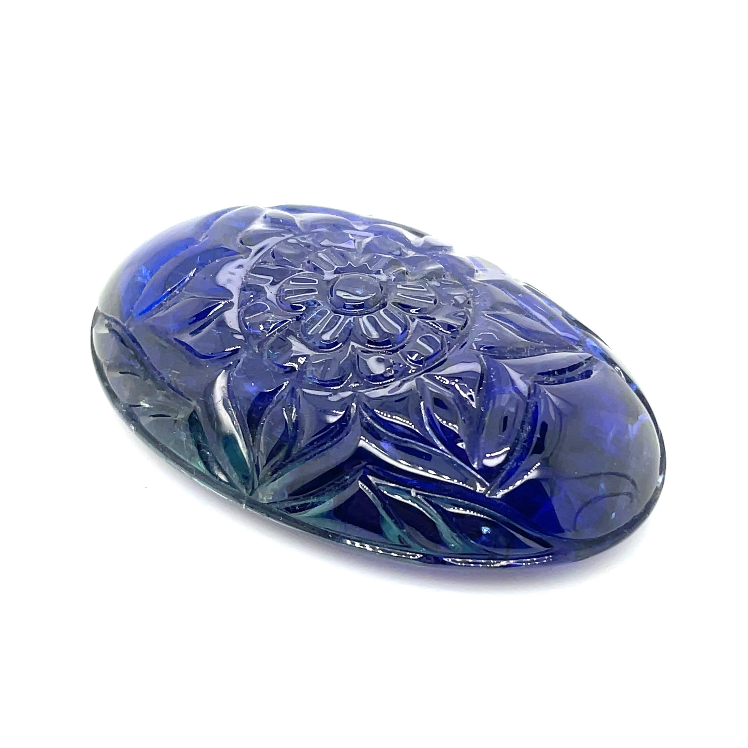 Carved Flower Oval Tanzanite Cts 178.33 For Sale 1