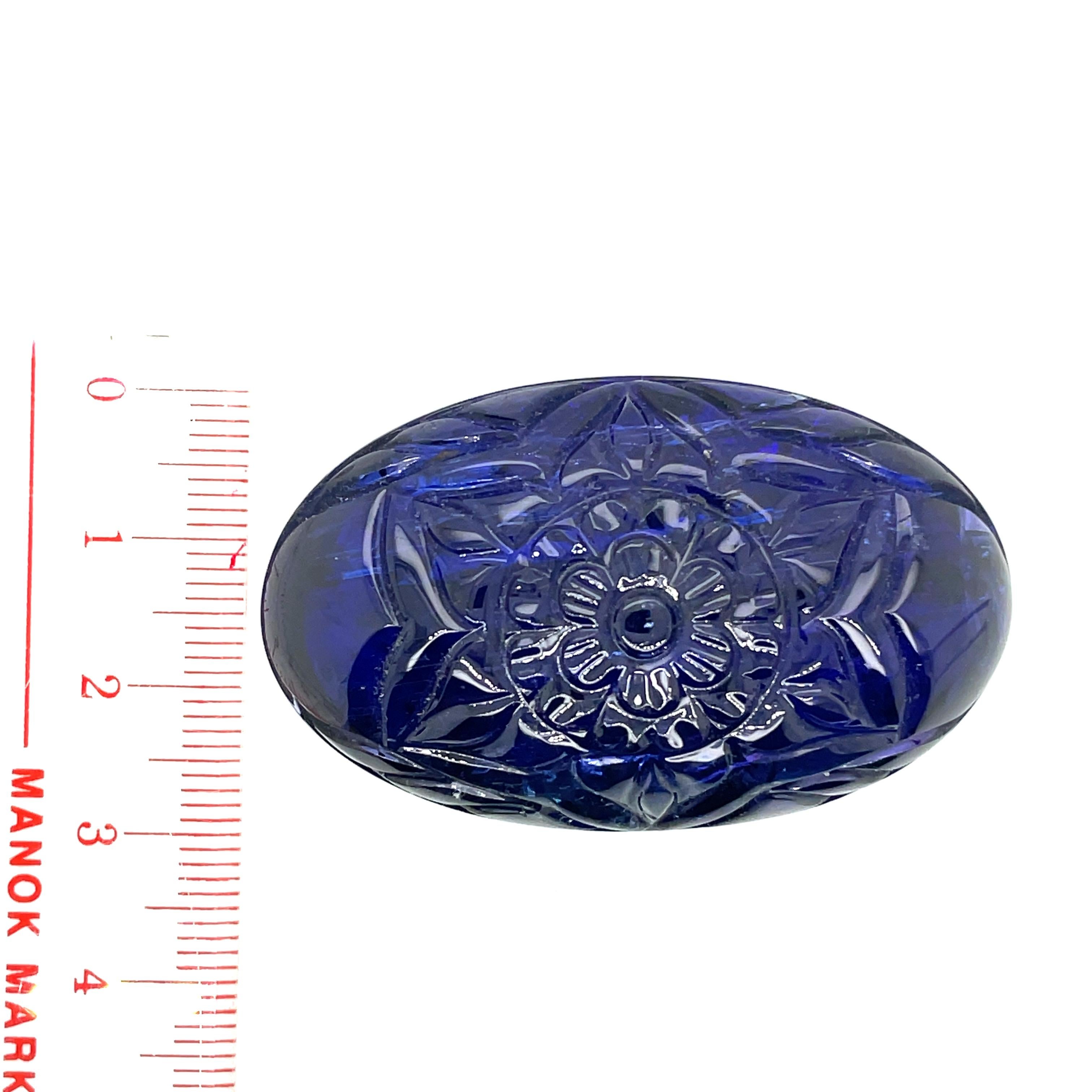 Carved Flower Oval Tanzanite Cts 178.33 For Sale 2
