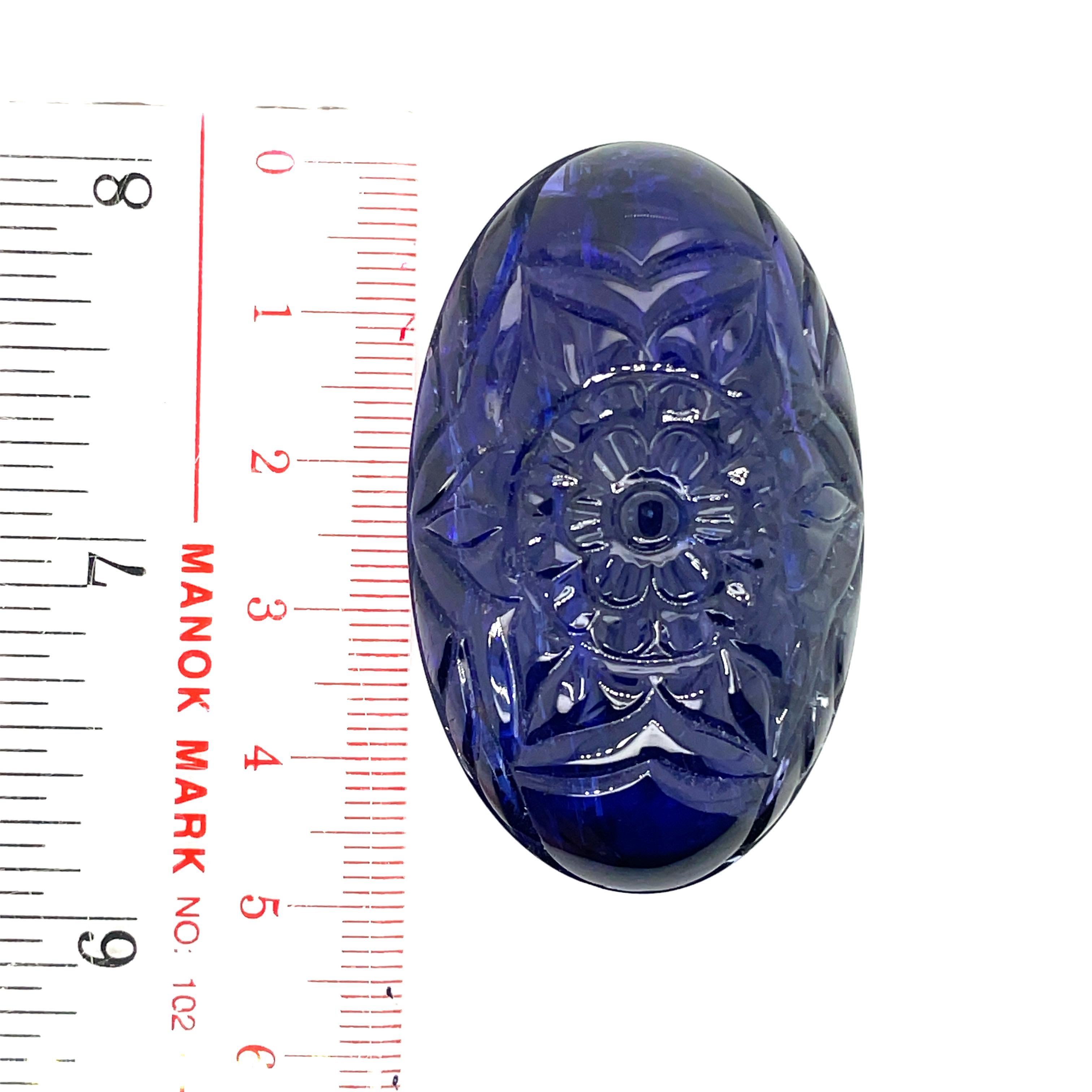 Carved Flower Oval Tanzanite Cts 178.33 For Sale 3